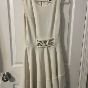 XOXO Cream Textured Sleeveless Dress